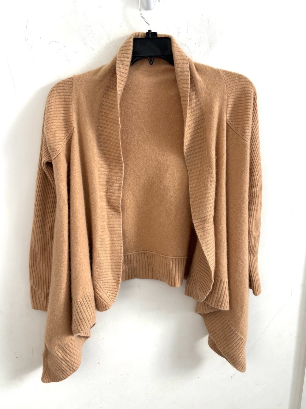 100% Cashmere Cardigan Sweater Womens Small Camel Drape Quite Luxury Soft Girl